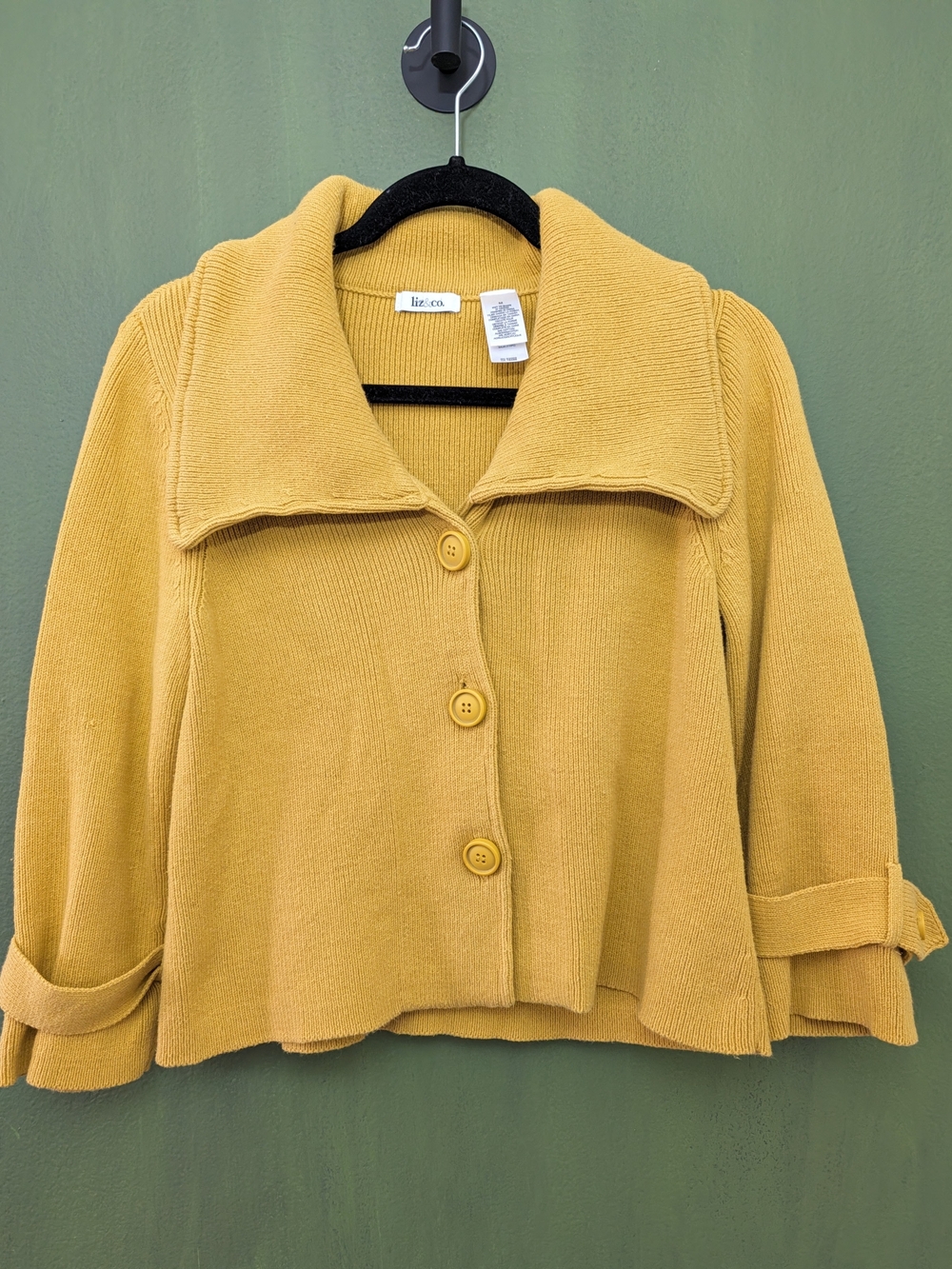 Liz Claiborne Mustard Yellow Cropped Button Jacket